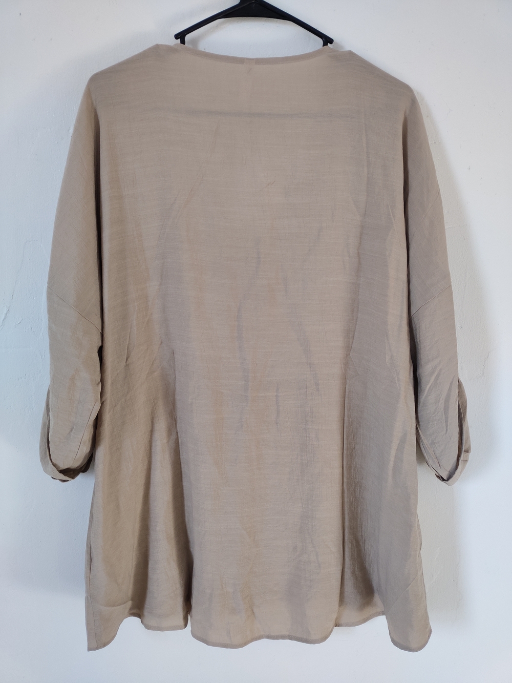 Neutral Beige V-Neck Button Front Tunic - Picture 2 of 3